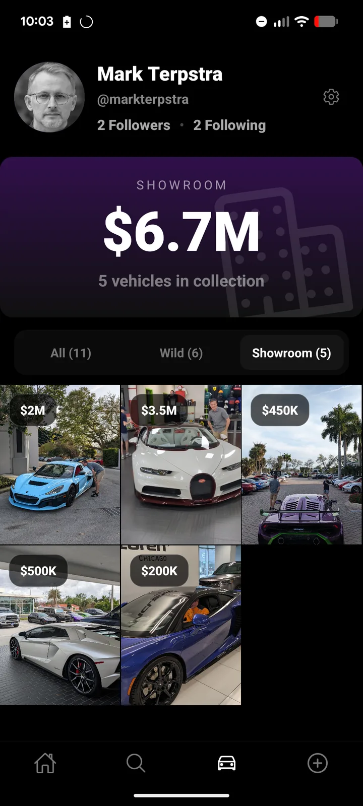 Showvroom garage filtered to Showroom — $6.7M across 5 vehicles